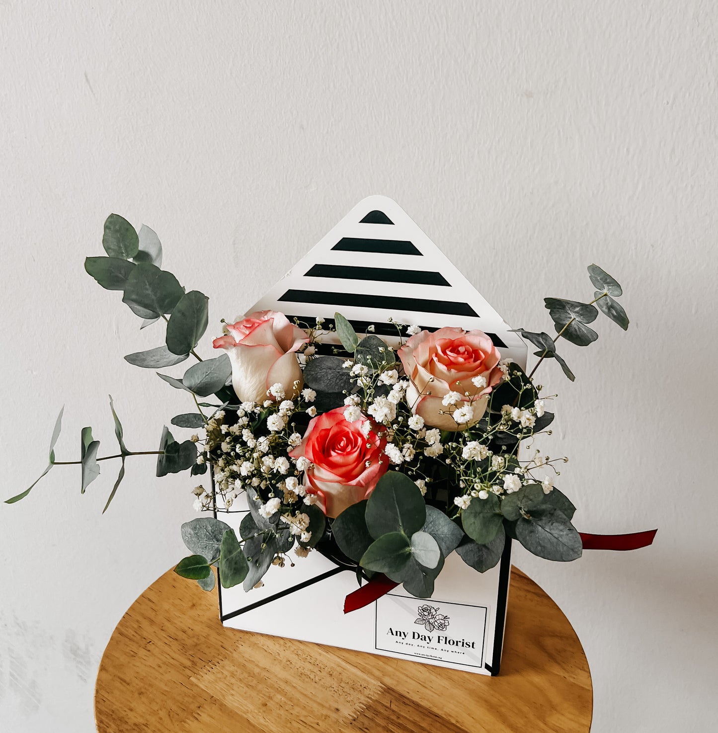 Pink Rosie Letter Box in Red | Any Day Florist