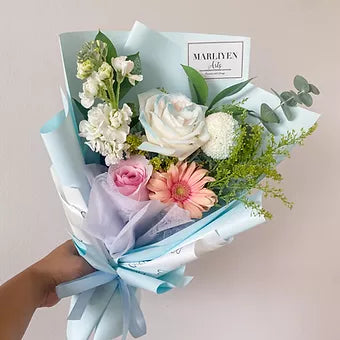 Lychee Blue | Hand Bouquet of the Week 520, Bouquet, floral bouquet, Lilies, Lily, mother's day, roses, valentine's day