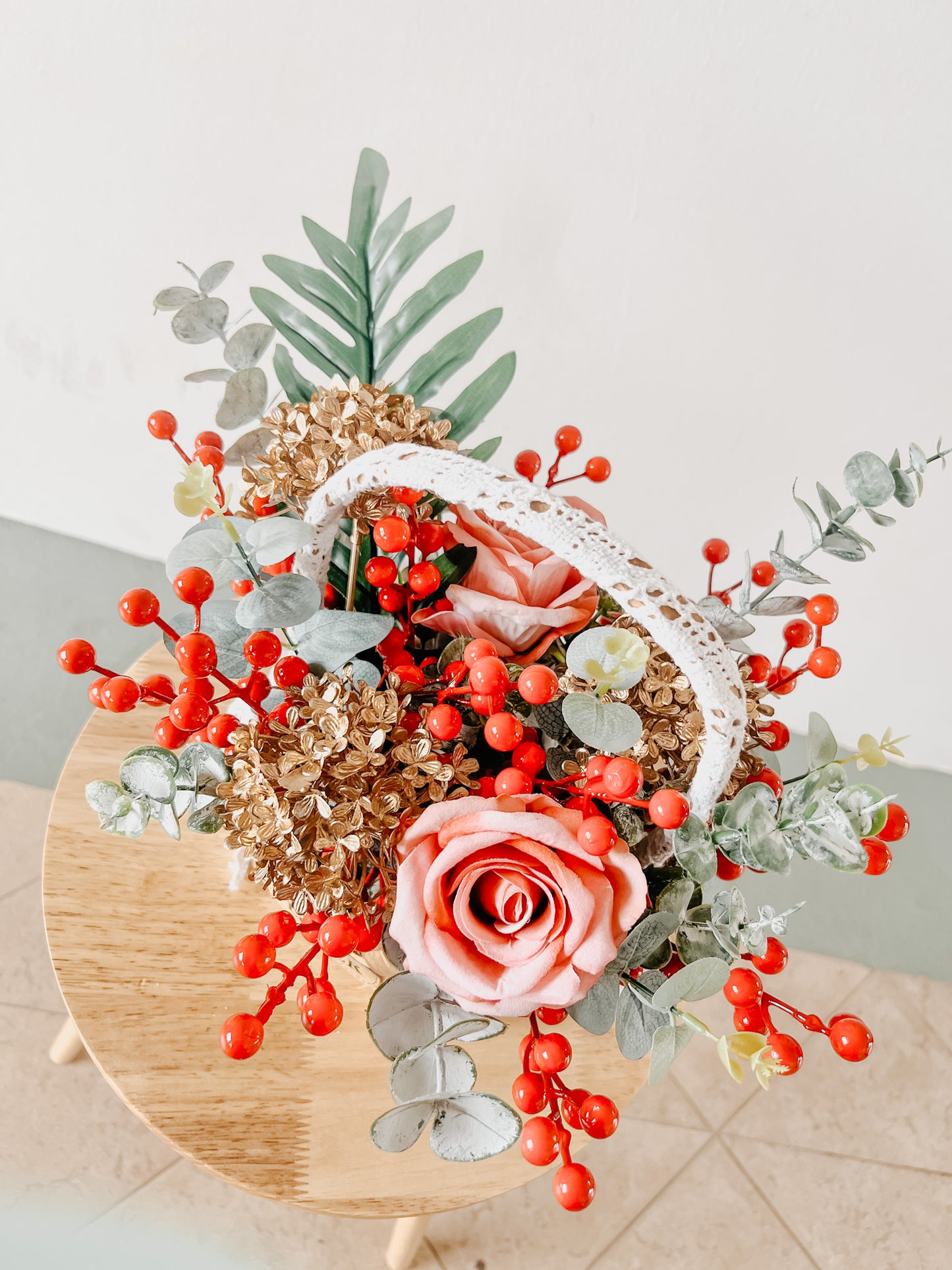 福 《FU》 Artificial Basket Floral Arrangement